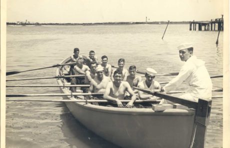 men rowing a boat
