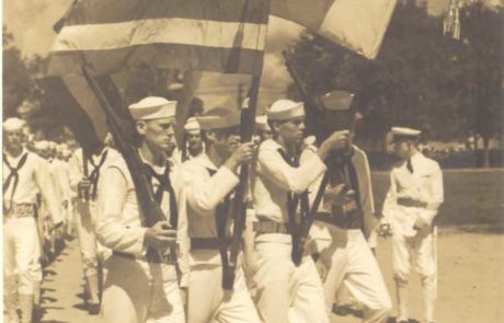 sailors marching with flags